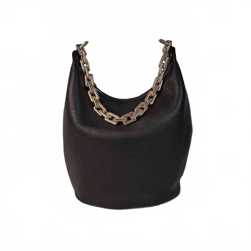 NEW BERGE atmosfera zip top handbag in black